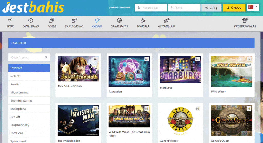 Jestbahis Casino Oyunları Genel Görünümü